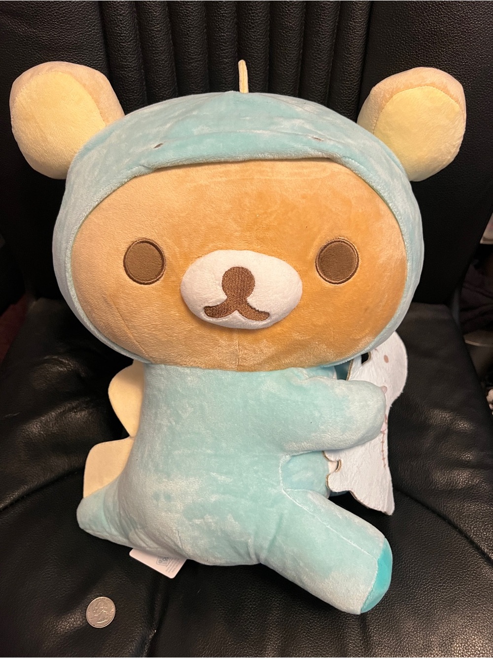 Rilakkuma In Dino Outfit Plush Doll Holding Dinosaur. 16 inches.